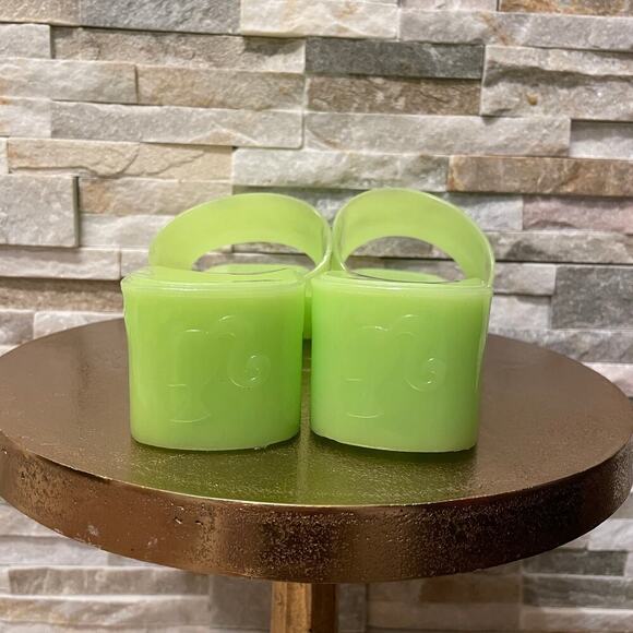 Barbie Neon Green Jelly Block Heels 9 | Platform Slide Sandals, Retro Costume - Picture 7 of 9